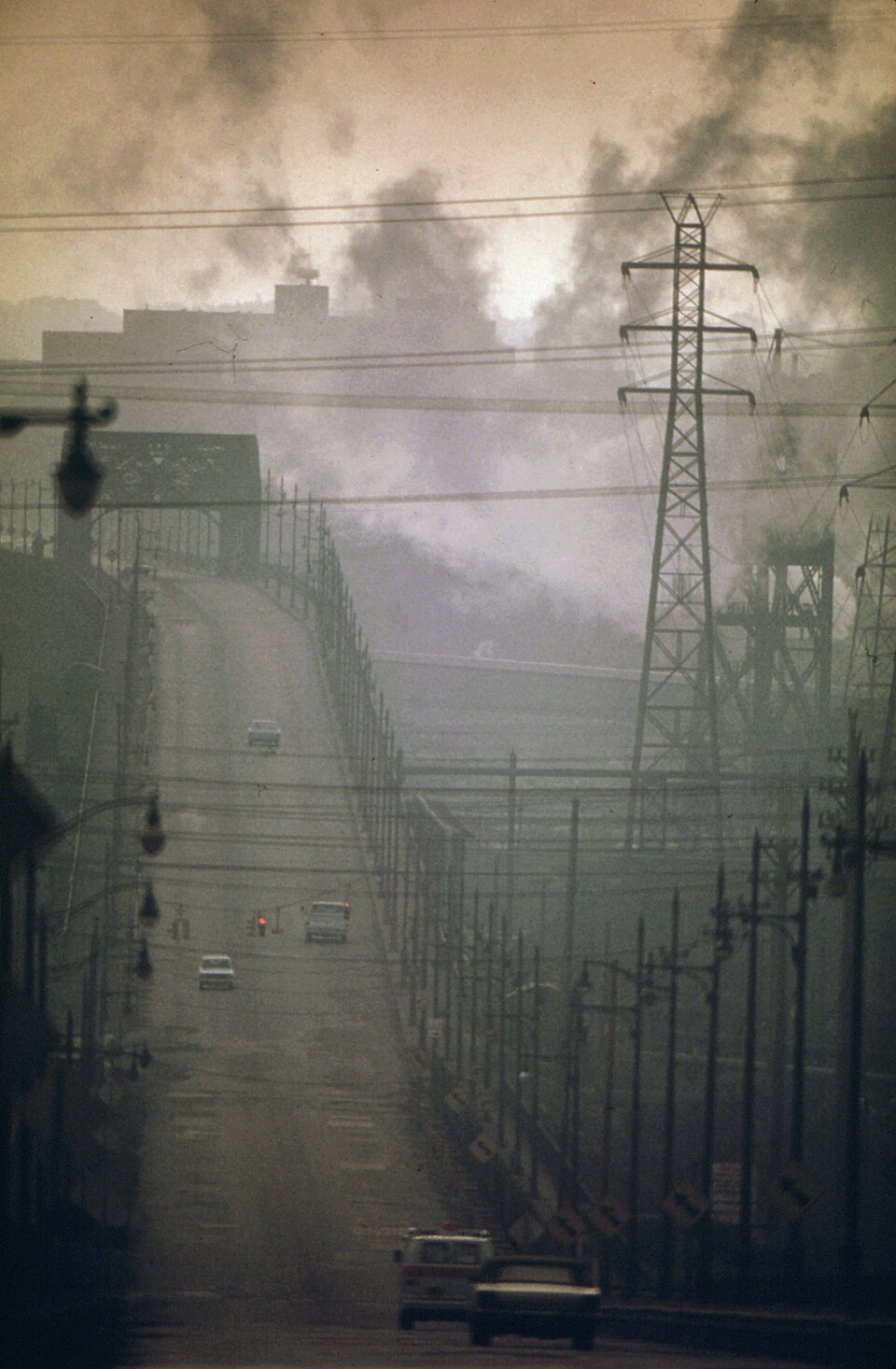 Heavy dark industrial smoke